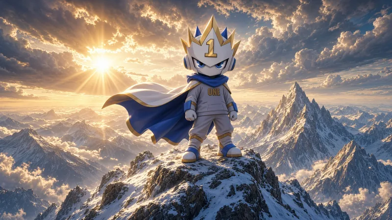 $ONE atop a snowy mountain peak