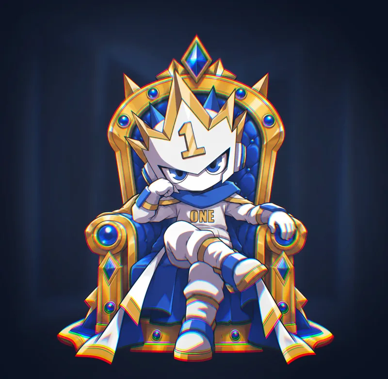 $ONE seated on a jeweled throne